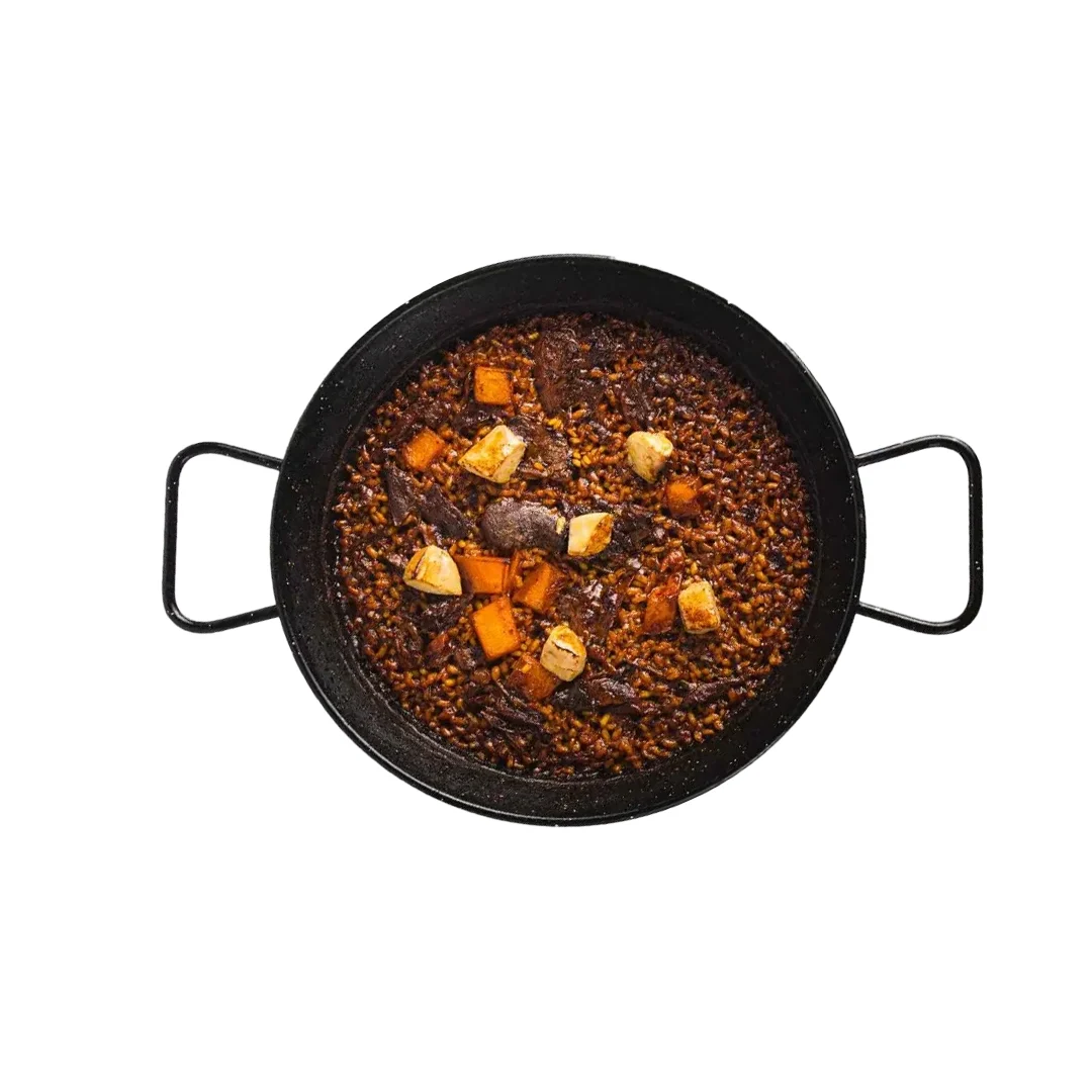 Paella de pato y calabaza